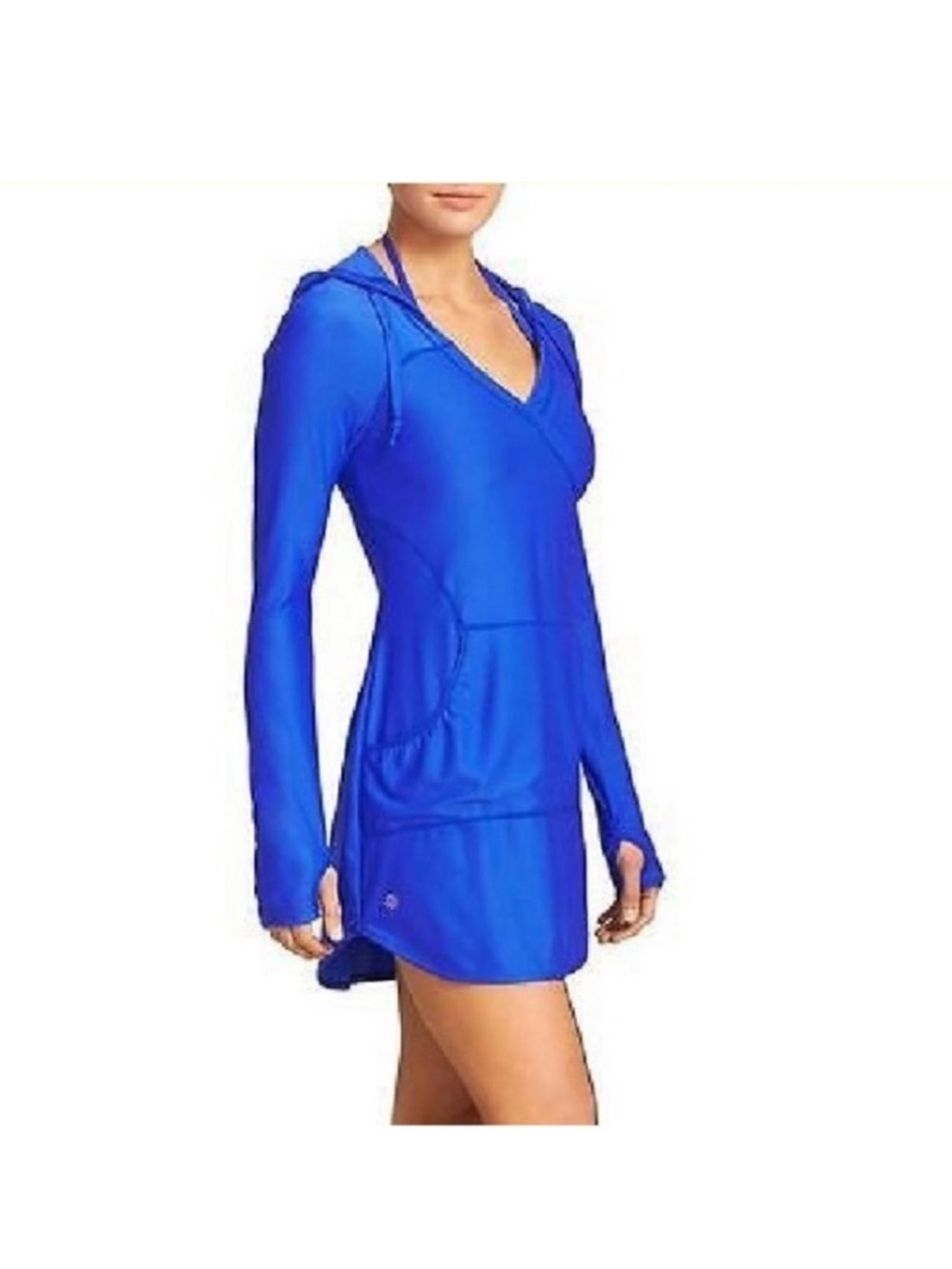 Athleta Wick-It Wader Hooded Swim Cover-up Dress in Cobat Blue (XXS)